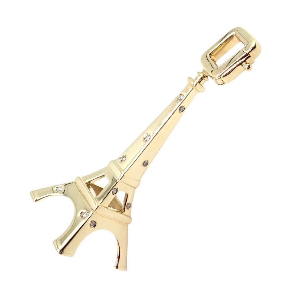 Vintage Louis Vuitton 18k Yellow Gold Large Eiffel Tower Diamond Charm Pendant